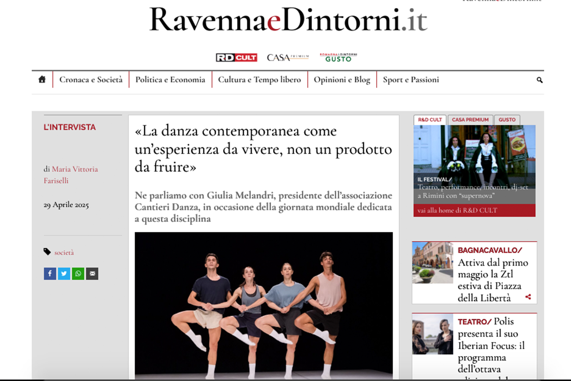 Ravenna&Dintorni - intervista a Giulia Melandri